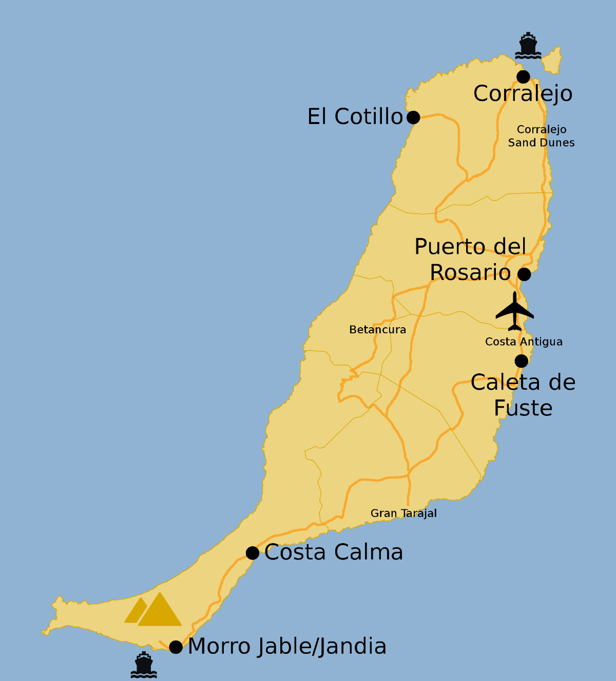 Map Of Fuerteventura FuerteventuraGuide Map Of Fuerteventura FuerteventuraGuide